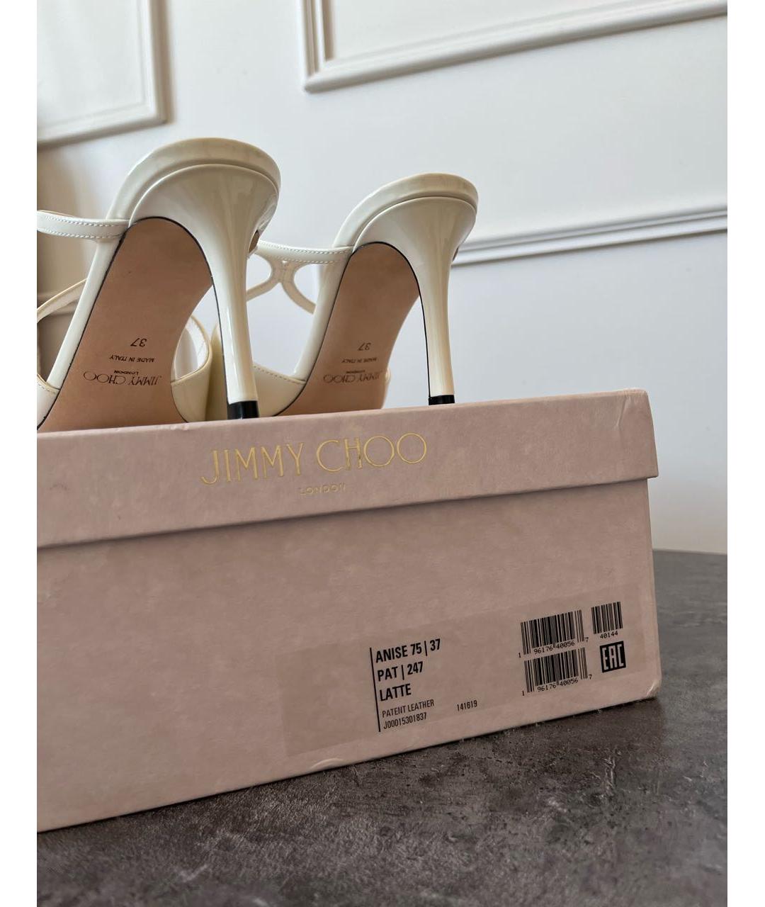 JIMMY CHOO Белые мюли из лакированной кожи, фото 6