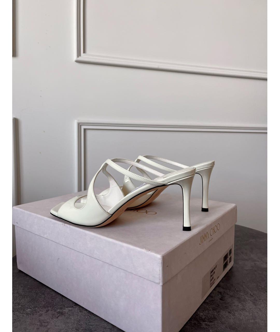 JIMMY CHOO Белые мюли из лакированной кожи, фото 7