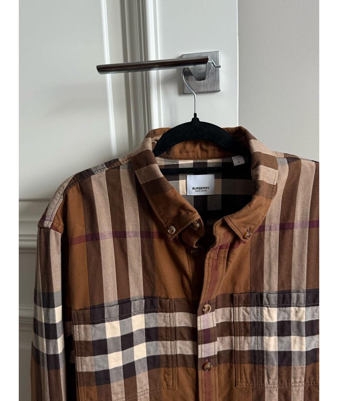 BURBERRY Коричневая хлопковая рубашка, фото 6