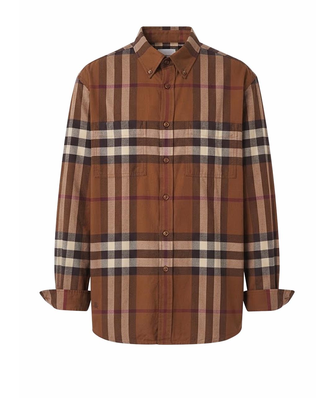 BURBERRY Коричневая хлопковая рубашка, фото 1