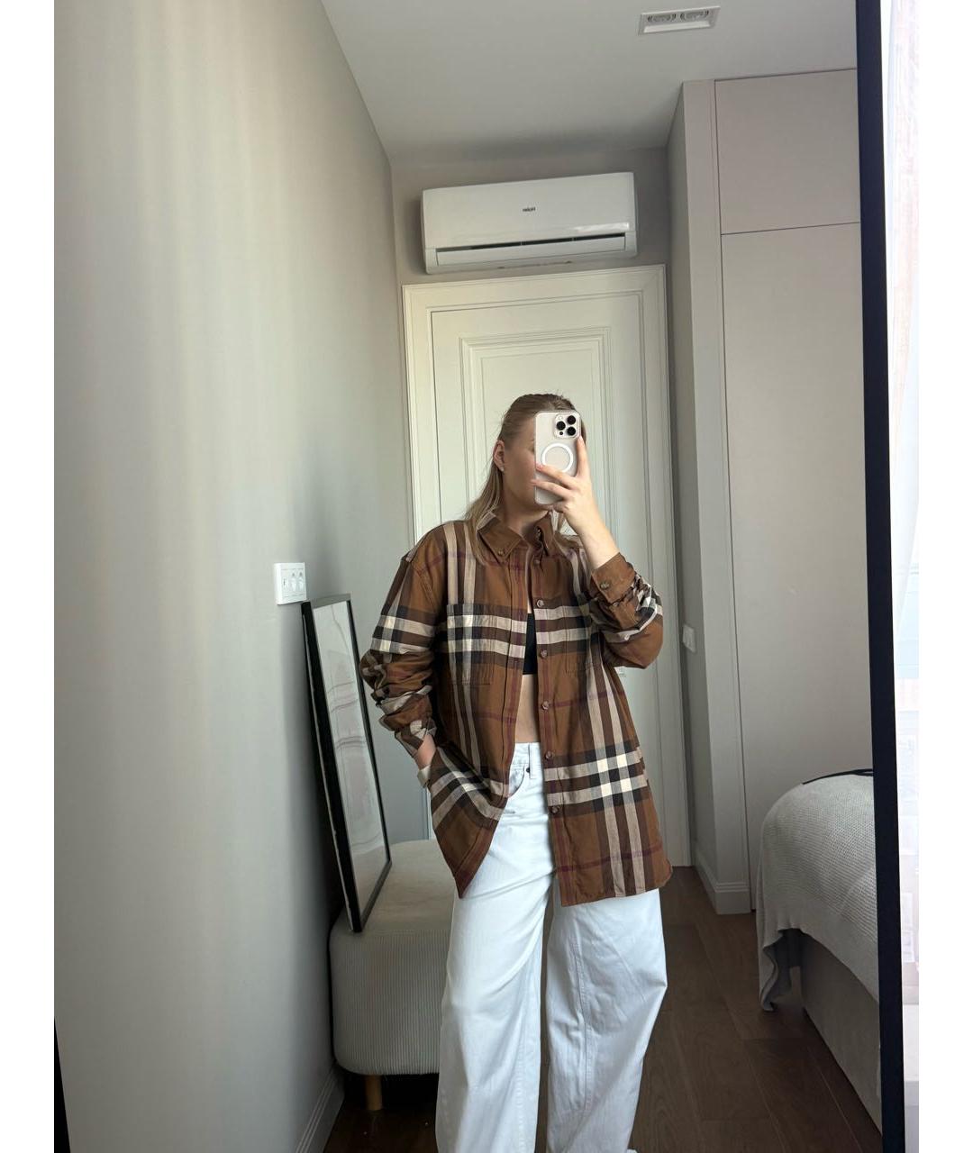 BURBERRY Коричневая хлопковая рубашка, фото 7