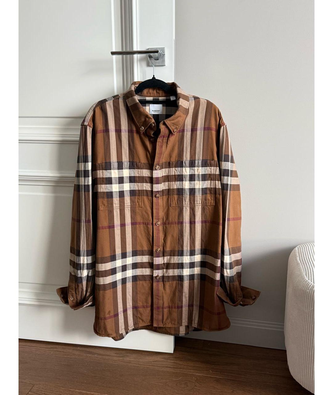 BURBERRY Коричневая хлопковая рубашка, фото 9