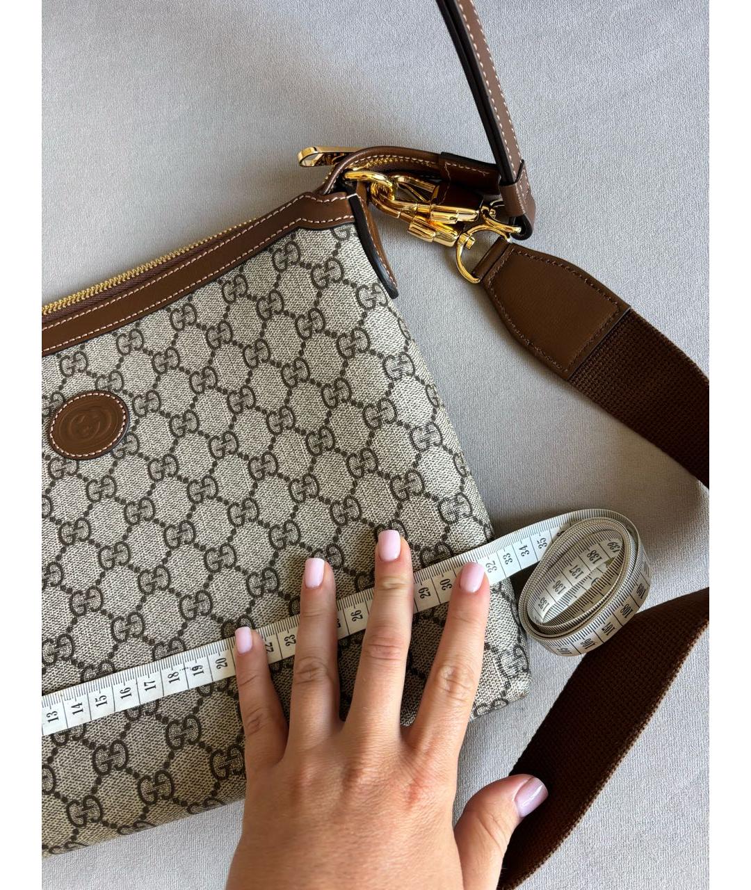 GUCCI Бежевая сумка на плечо из канвы, фото 7