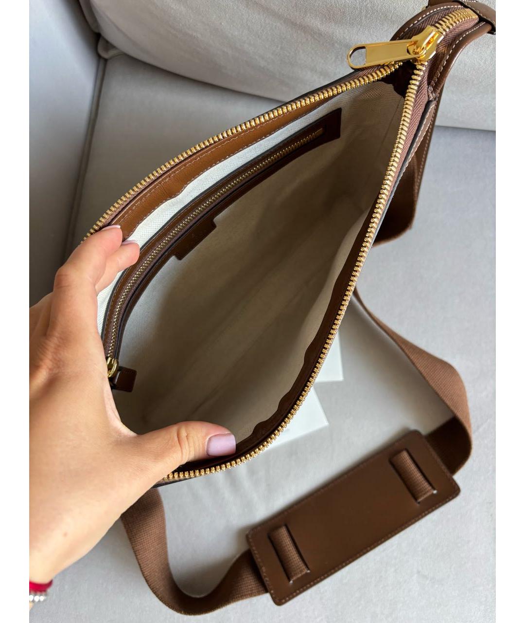 GUCCI Бежевая сумка на плечо из канвы, фото 4