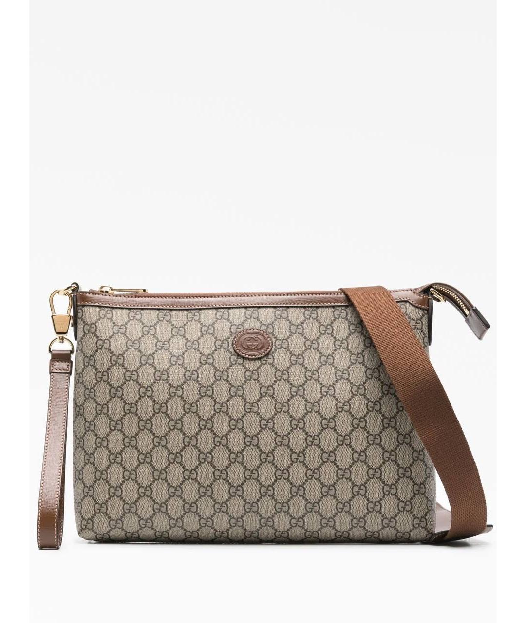 GUCCI Бежевая сумка на плечо из канвы, фото 9