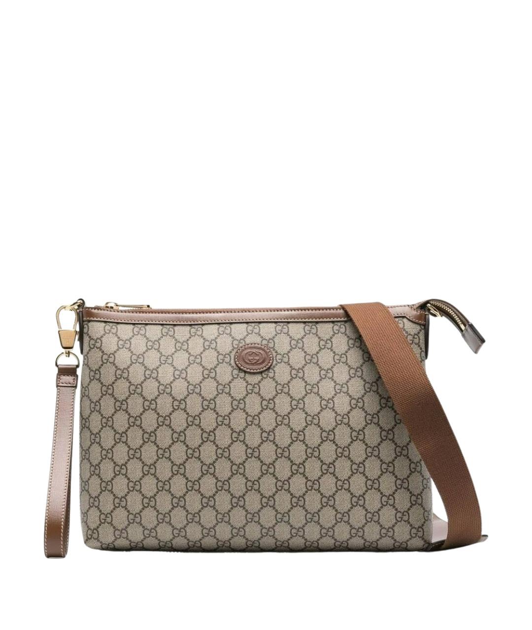 GUCCI Бежевая сумка на плечо из канвы, фото 1