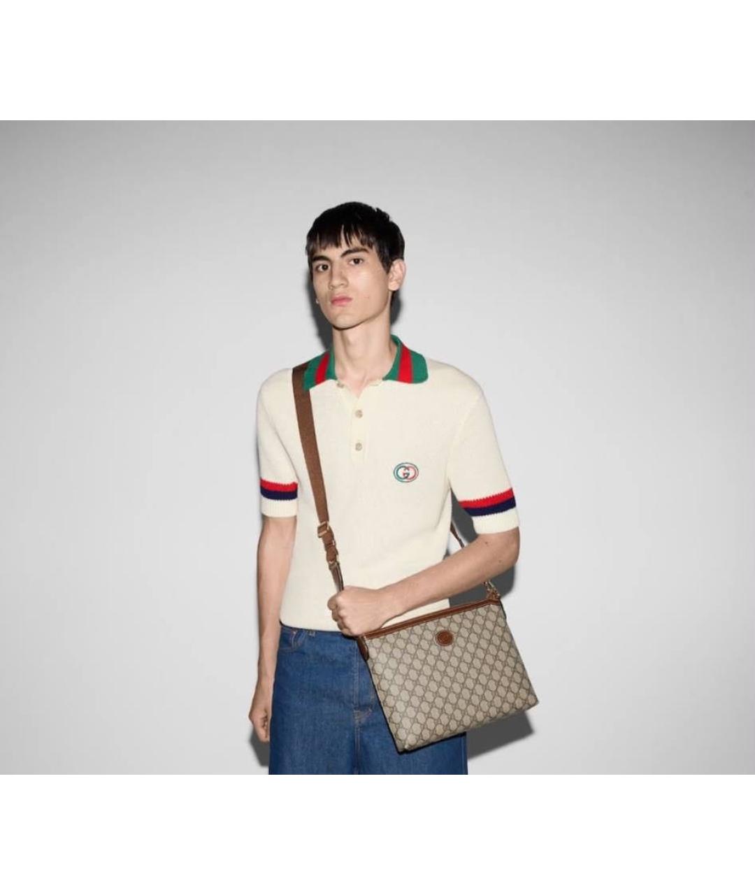 GUCCI Бежевая сумка на плечо из канвы, фото 2