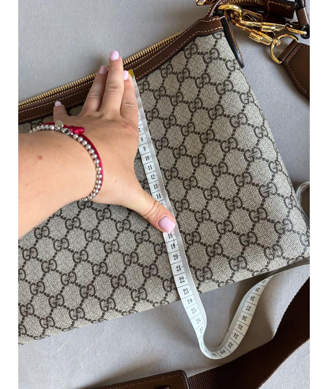 GUCCI Бежевая сумка на плечо из канвы, фото 8