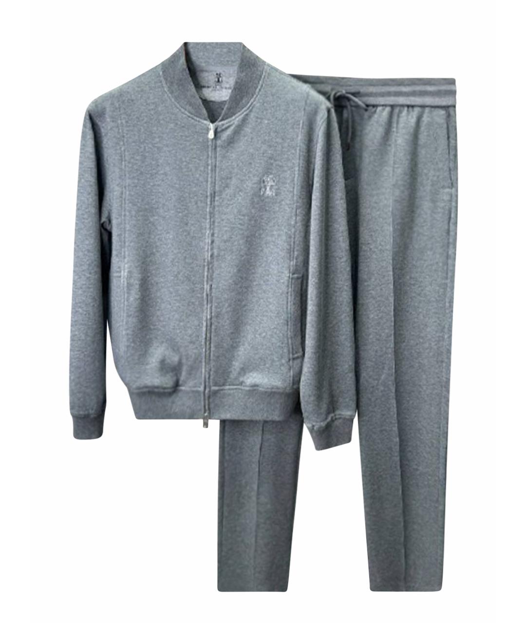 BRUNELLO CUCINELLI Серый хлопковый спортивный костюм, фото 1