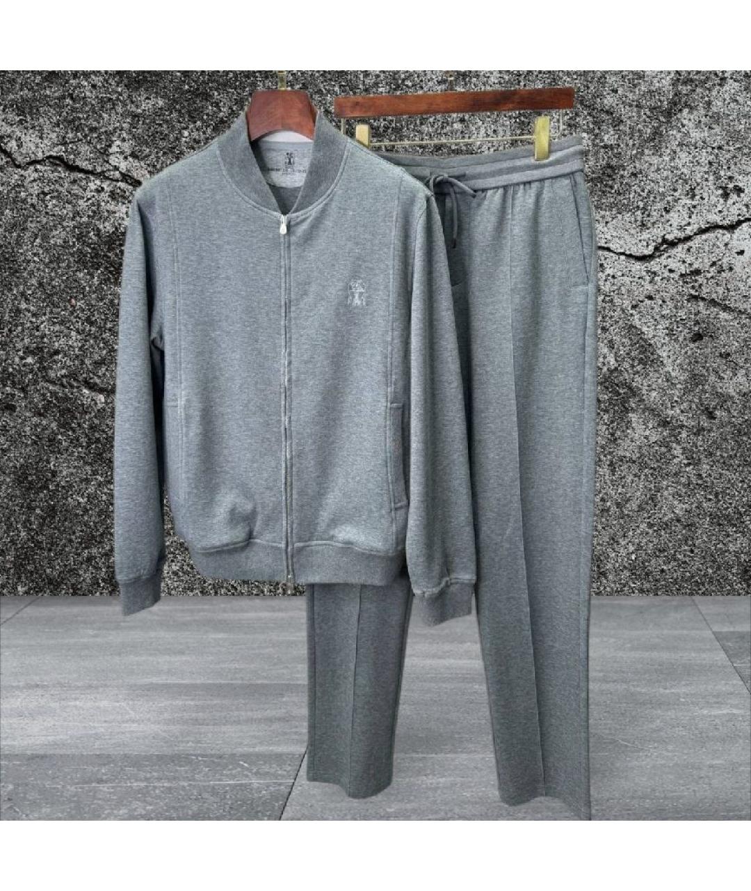 BRUNELLO CUCINELLI Серый хлопковый спортивный костюм, фото 5