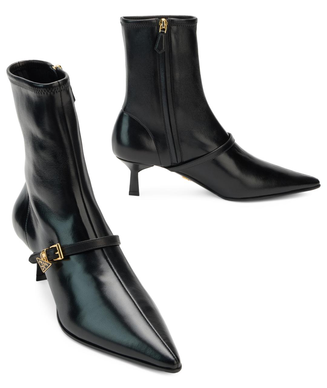 PRADA Черные кожаные ботинки, фото 2
