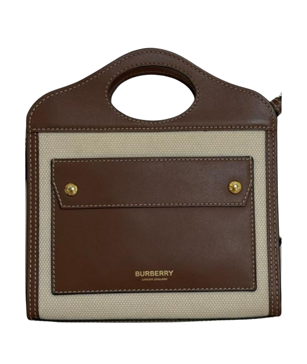 BURBERRY Бежевая сумка с короткими ручками из канвы, фото 1