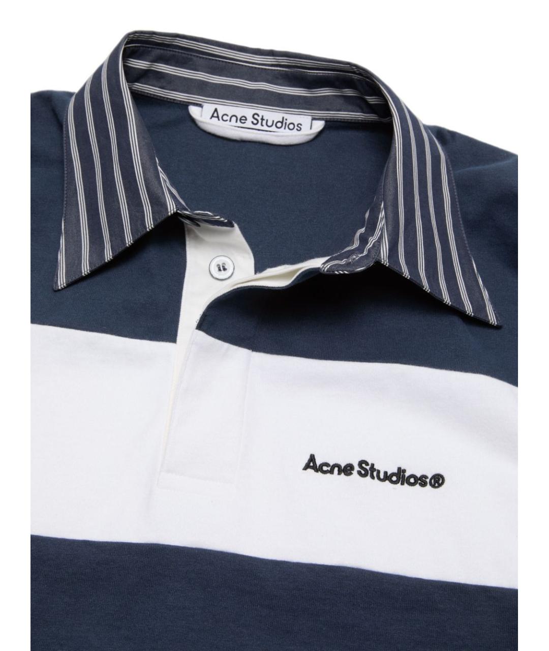 ACNE STUDIOS Синее хлопковое поло с длинным рукавом, фото 6