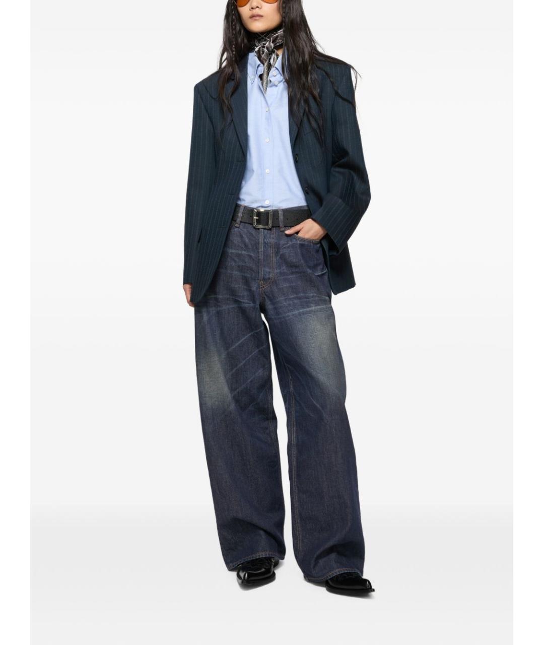 ACNE STUDIOS Синие хлопковые прямые джинсы, фото 3