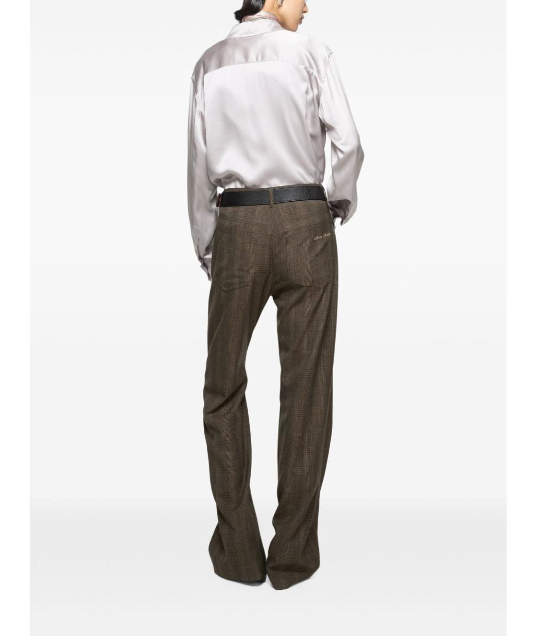ACNE STUDIOS Коричневые шерстяные прямые брюки, фото 3