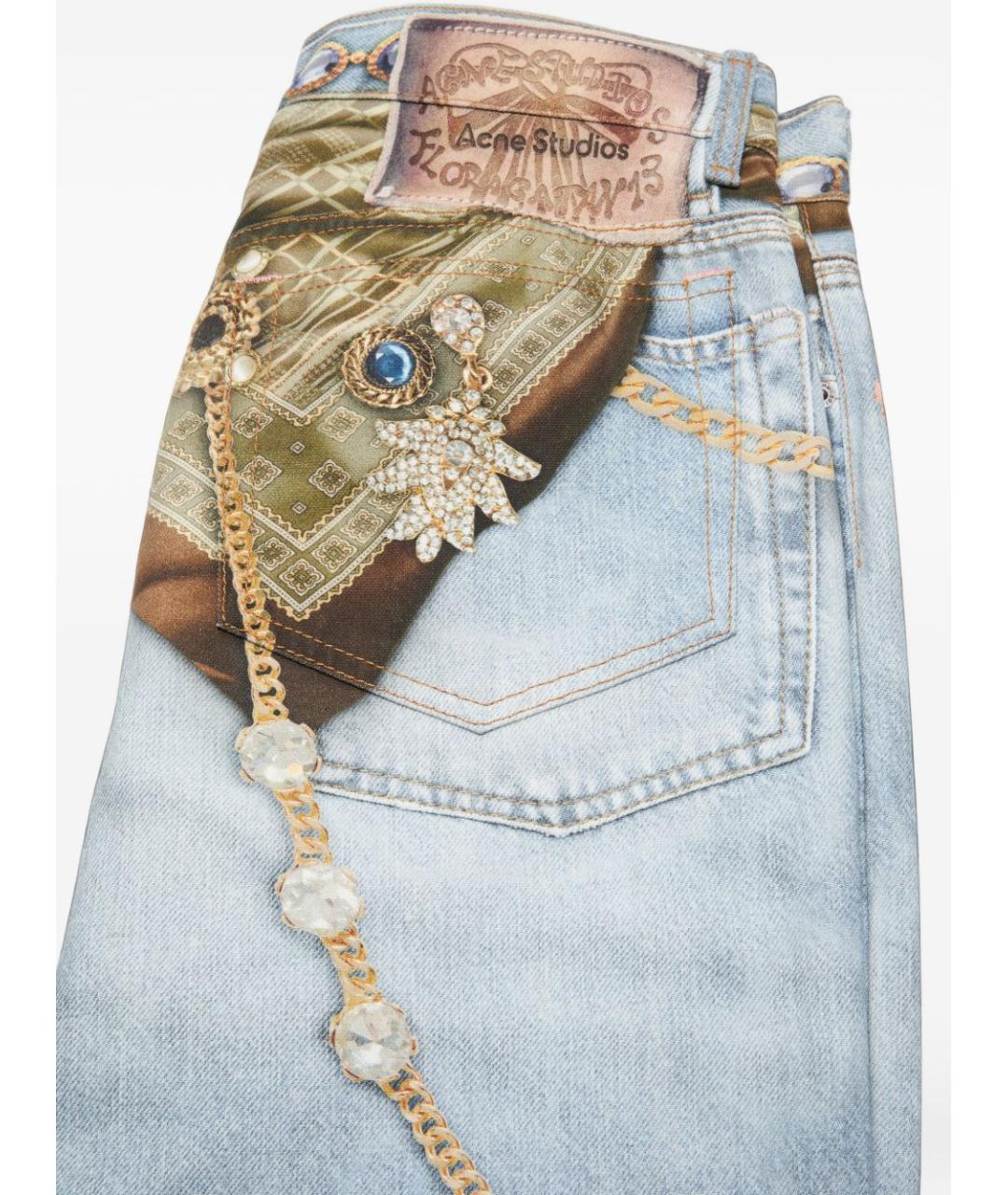 ACNE STUDIOS Голубые хлопковые прямые джинсы, фото 7