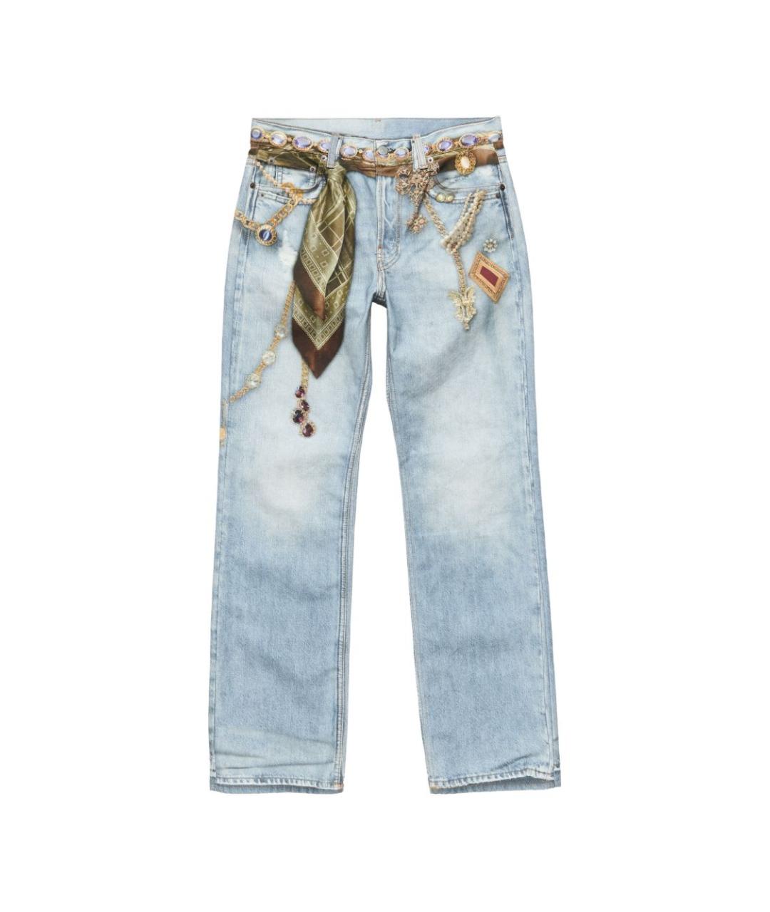 ACNE STUDIOS Голубые хлопковые прямые джинсы, фото 1