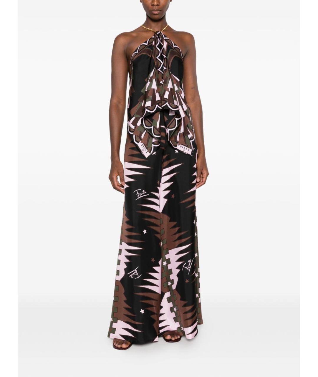 PUCCI Коричневые шелковые брюки широкие, фото 4