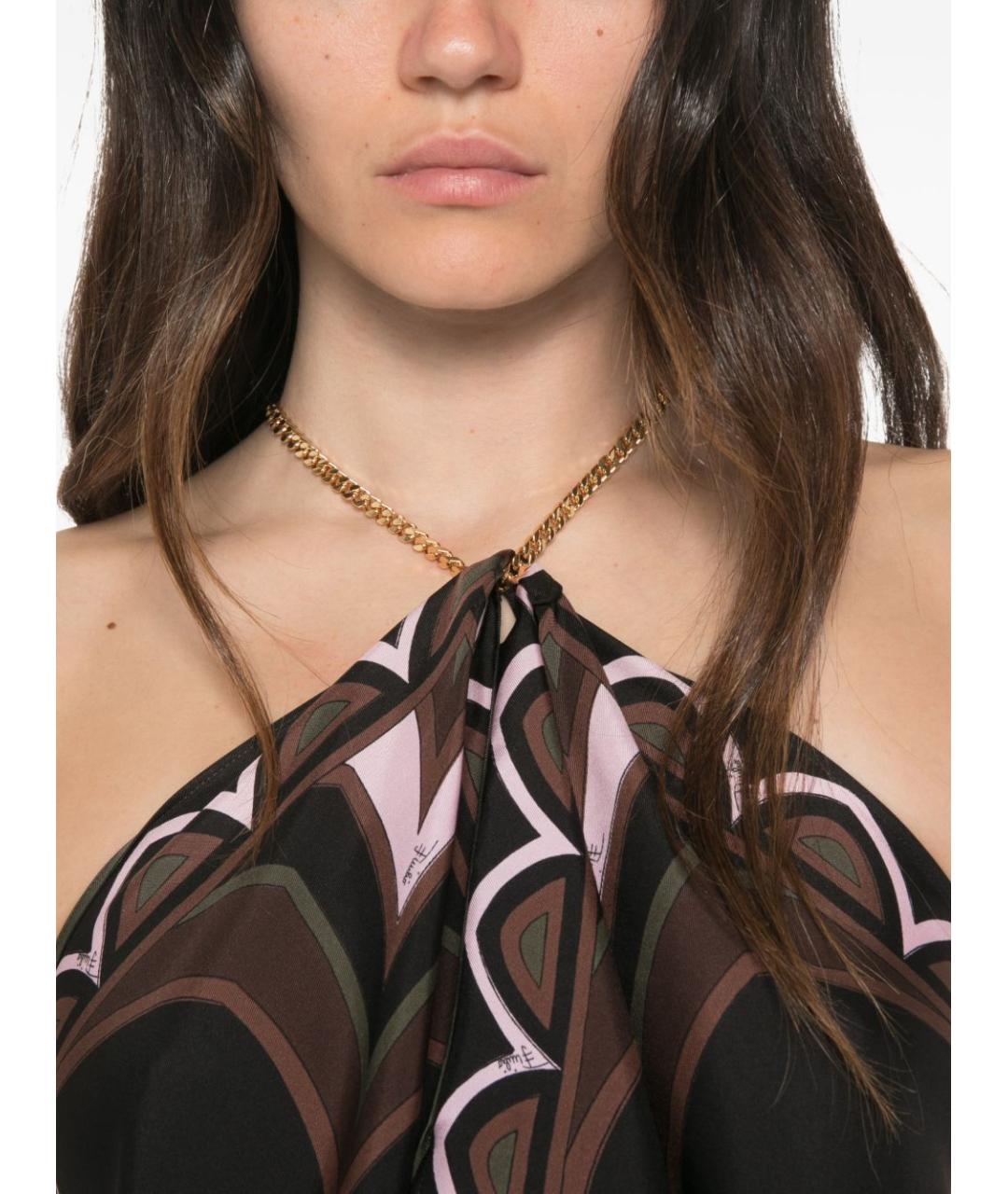 PUCCI Коричневая шелковая майка, фото 4