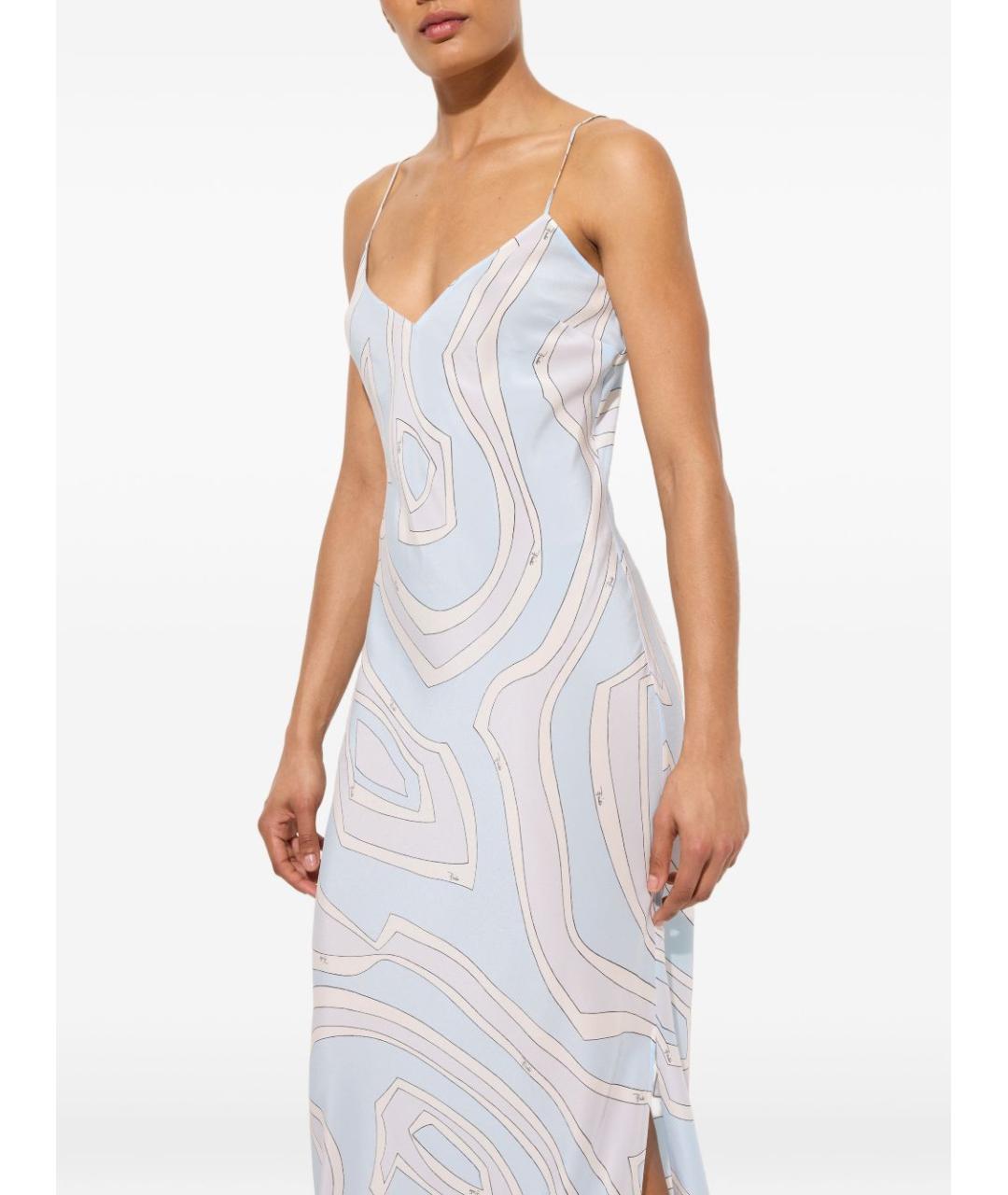 PUCCI Голубое шелковое коктейльное платье, фото 4