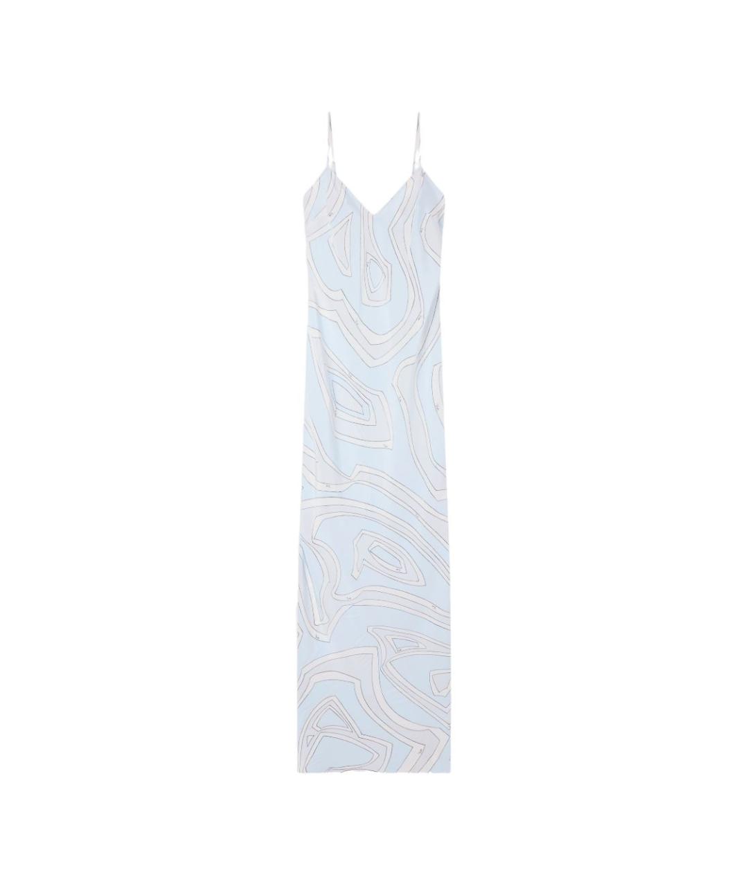 PUCCI Голубое шелковое коктейльное платье, фото 1
