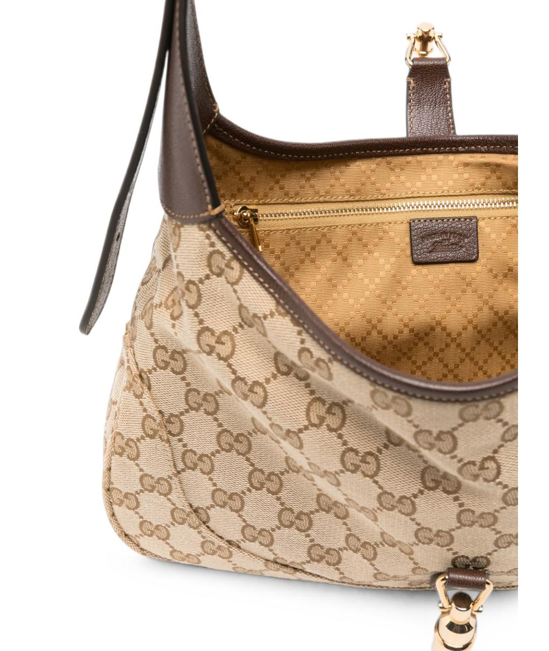 GUCCI Бежевая сумка через плечо из канвы, фото 3