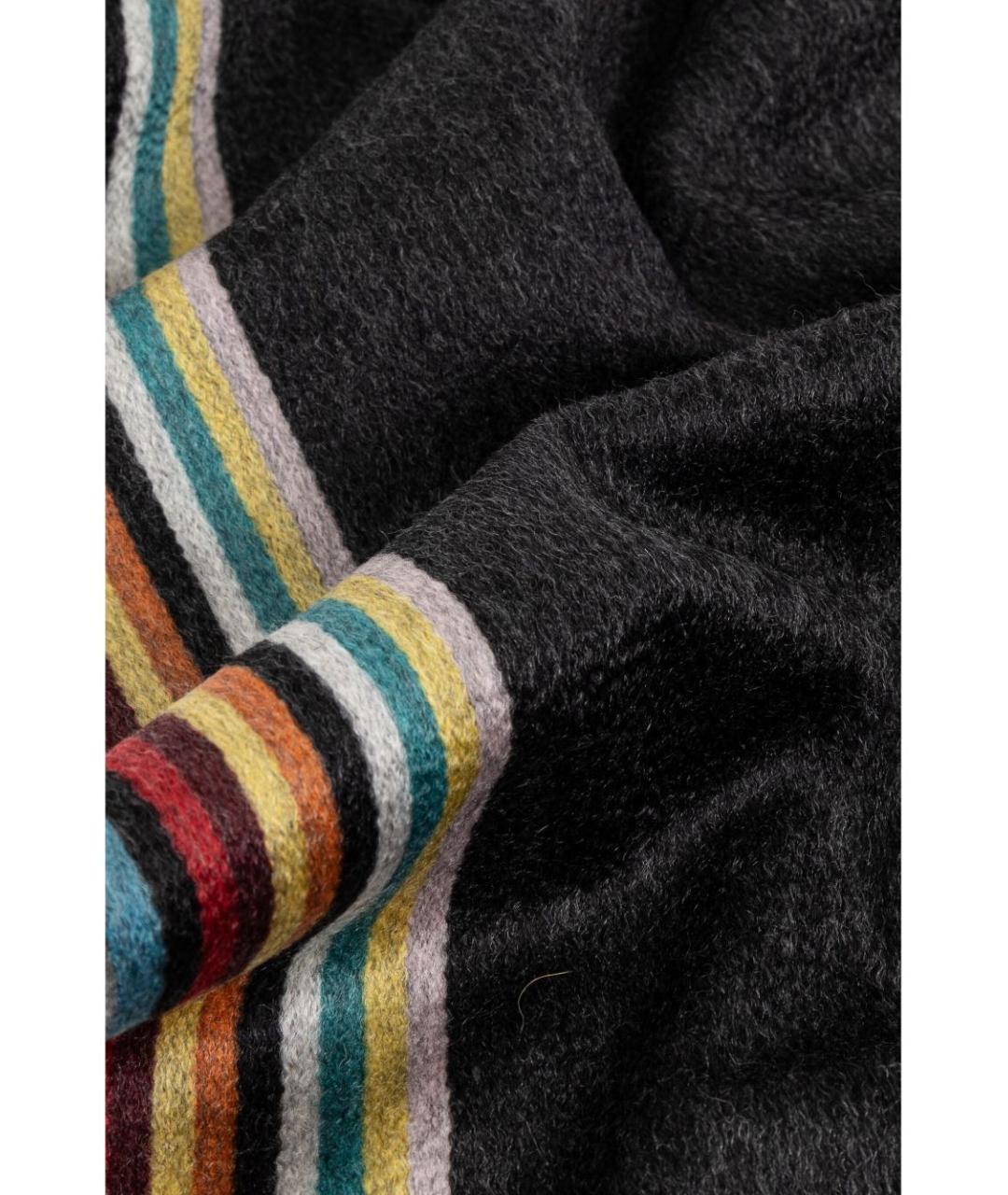 PAUL SMITH Черный шерстяной шарф, фото 2