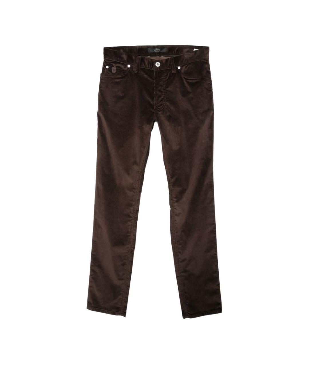 BRIONI Коричневые хлопковые прямые джинсы, фото 1