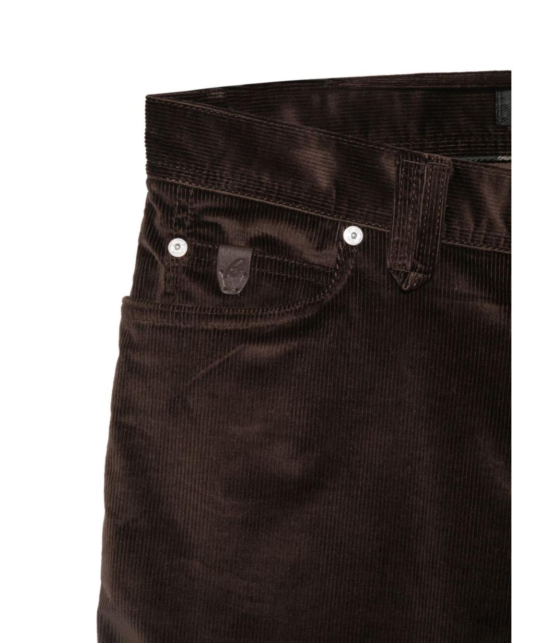 BRIONI Коричневые хлопковые прямые джинсы, фото 3
