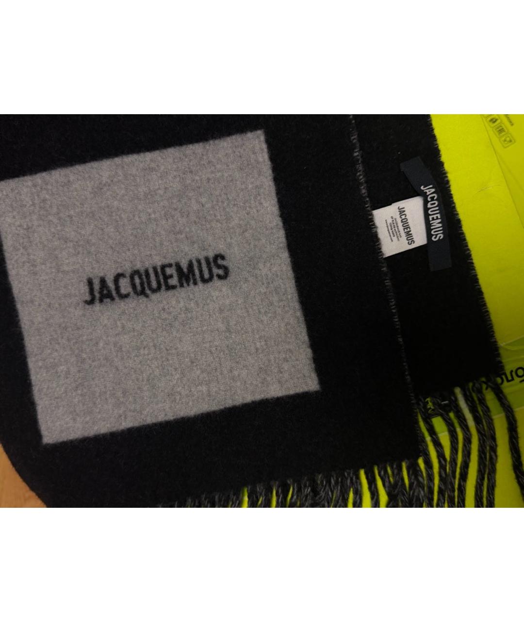 JACQUEMUS Черный шерстяной шарф, фото 2