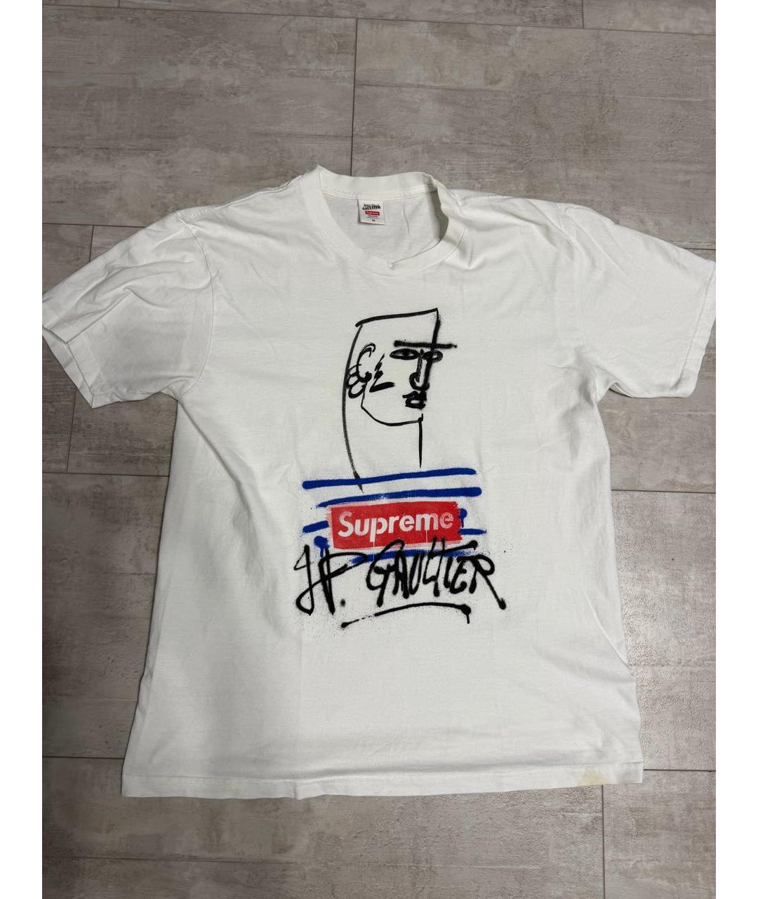 SUPREME Белая хлопковая майка, фото 3