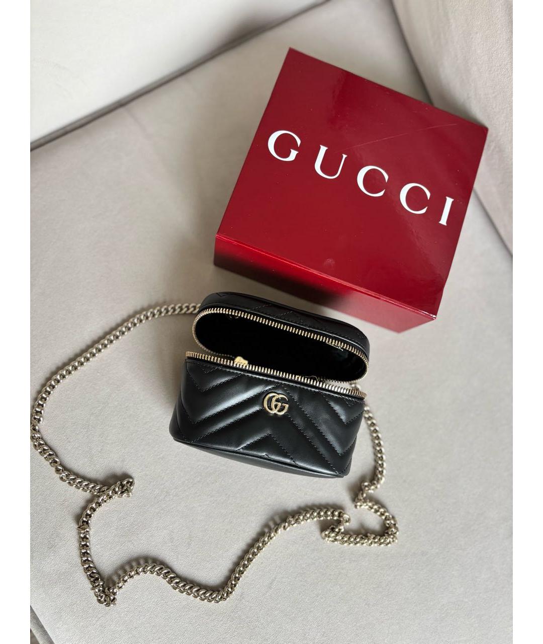 GUCCI Черная кожаная сумка через плечо, фото 6