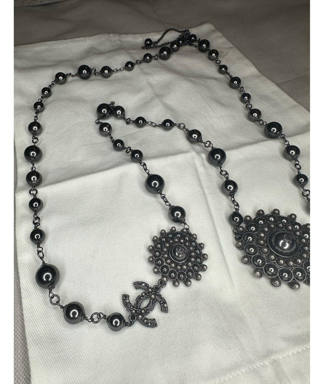 CHANEL Черное металлическое колье, фото 2