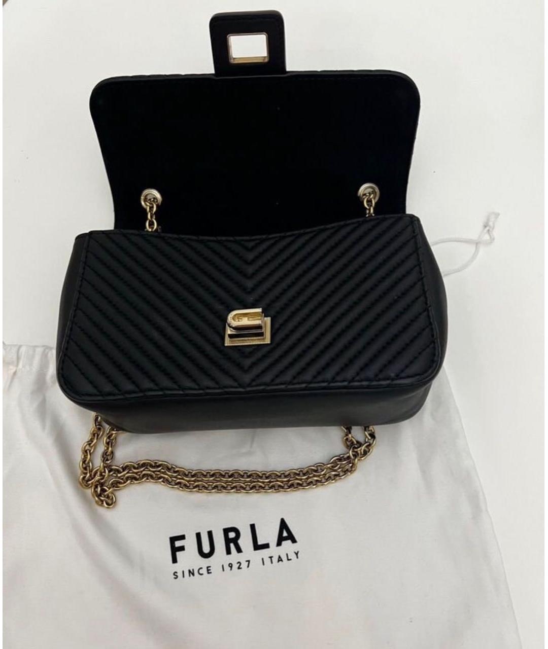 FURLA Черная кожаная сумка через плечо, фото 6