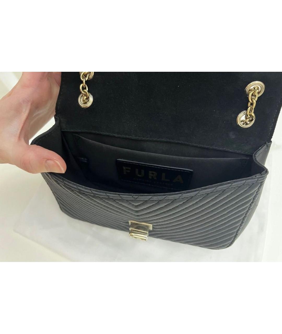 FURLA Черная кожаная сумка через плечо, фото 4