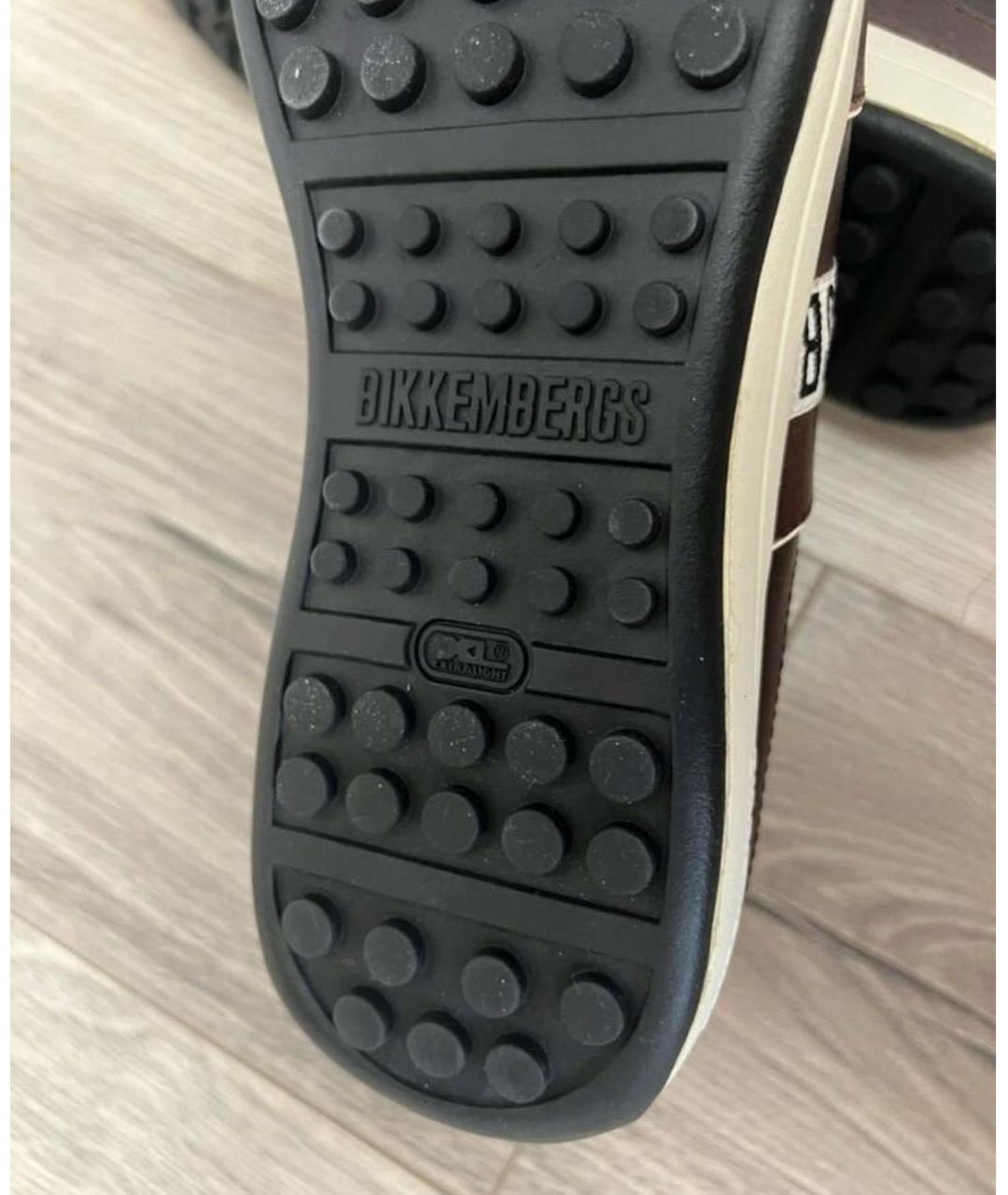 BIKKEMBERGS Коричневые кожаные низкие кроссовки / кеды, фото 6