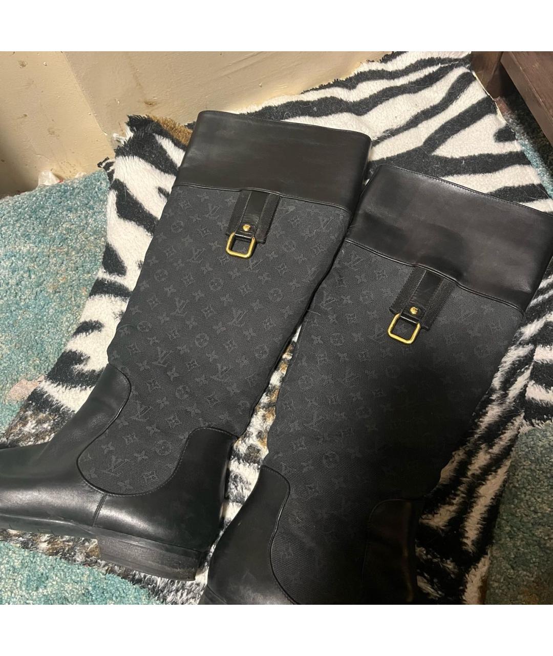 LOUIS VUITTON Черные кожаные сапоги, фото 3