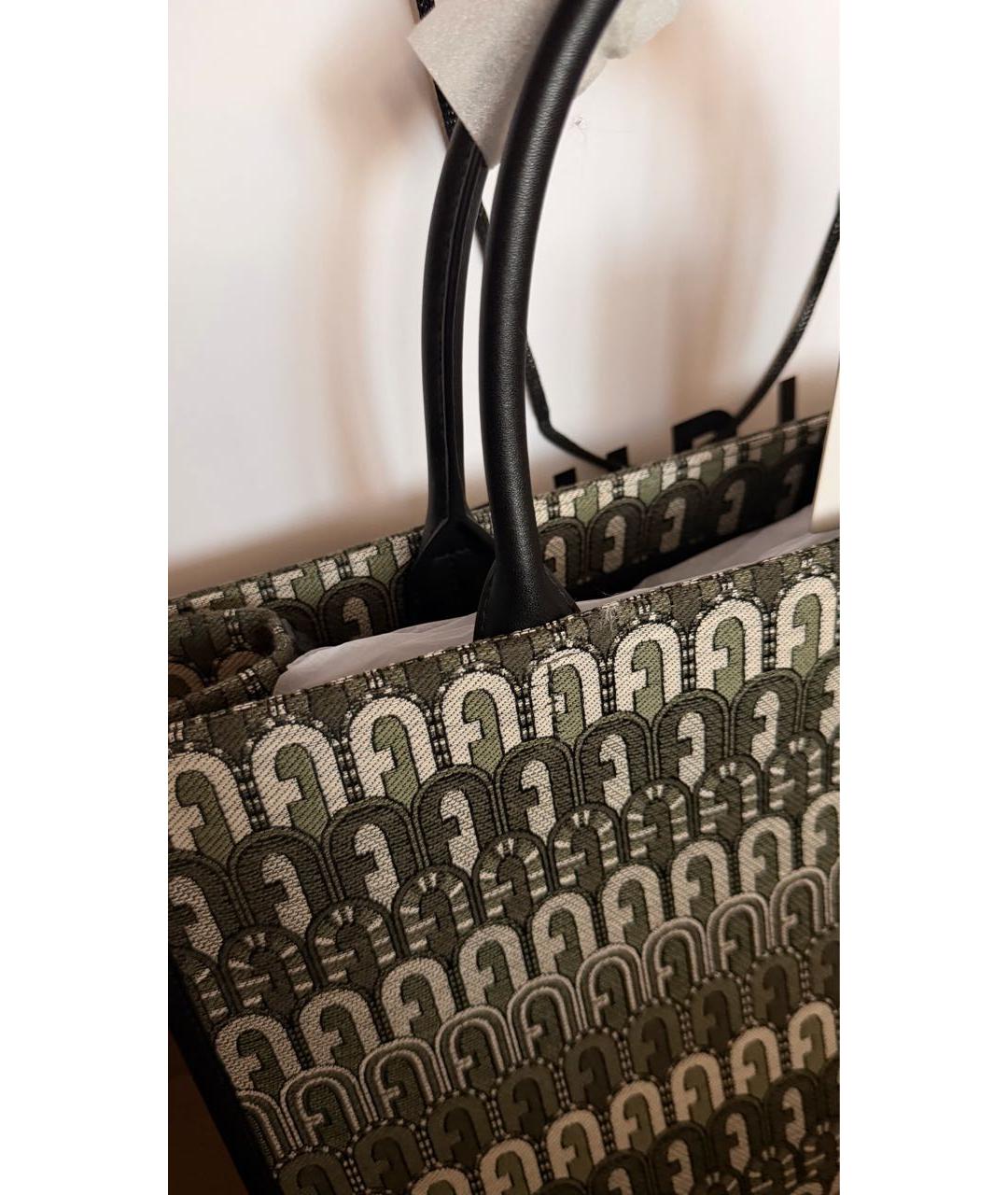 FURLA Хаки жаккардовая сумка тоут, фото 4
