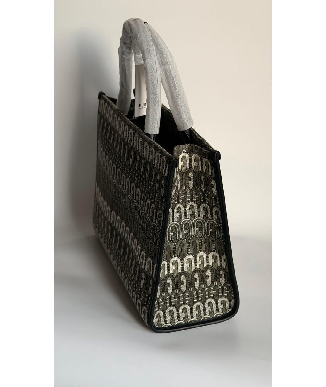 FURLA Хаки жаккардовая сумка тоут, фото 3