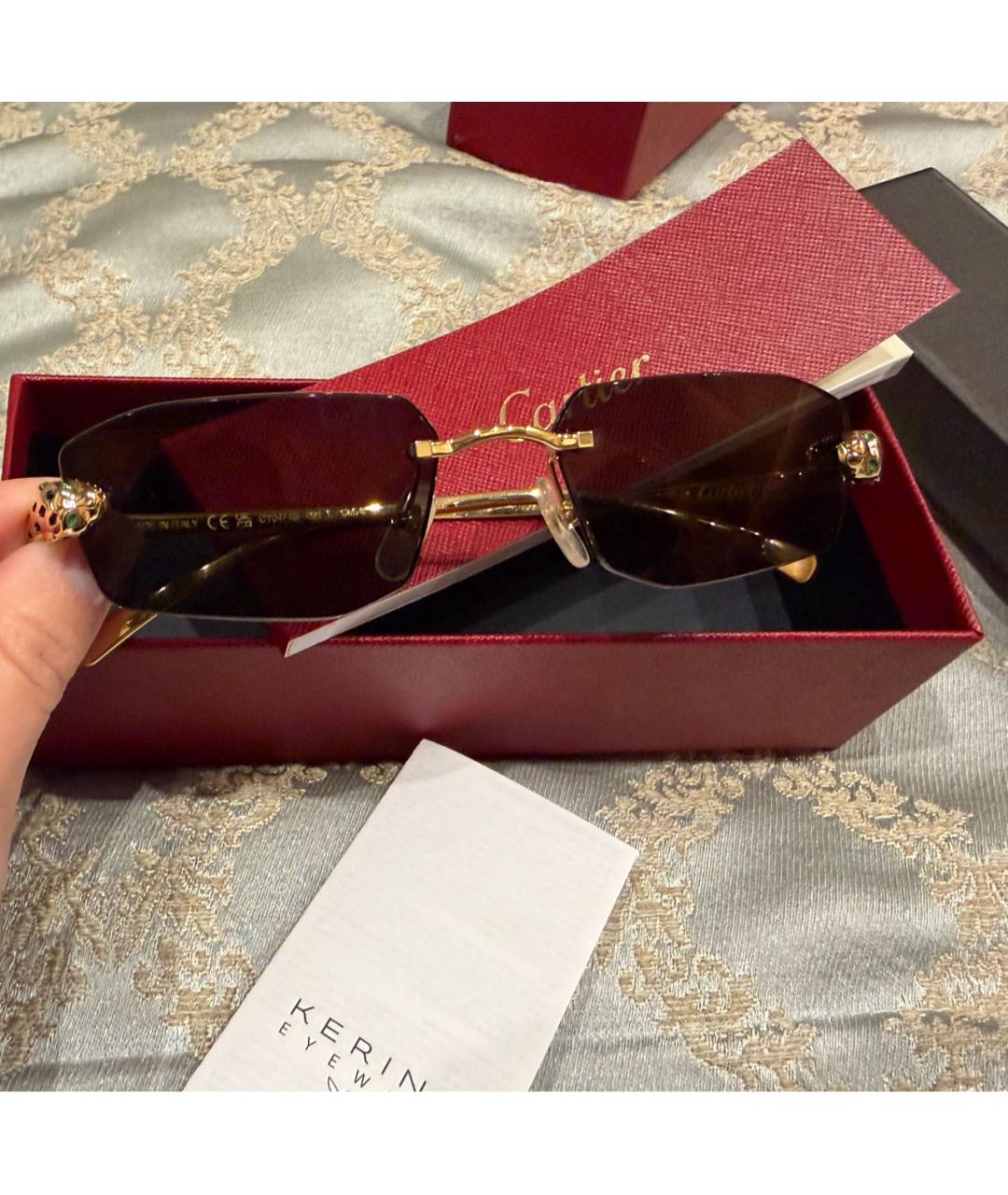 CARTIER Черные металлические солнцезащитные очки, фото 8