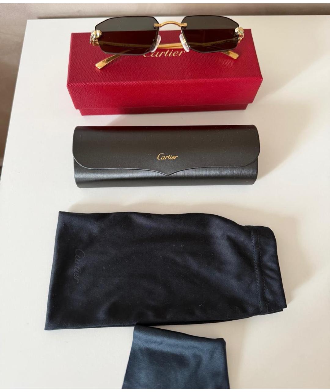 CARTIER Черные металлические солнцезащитные очки, фото 5