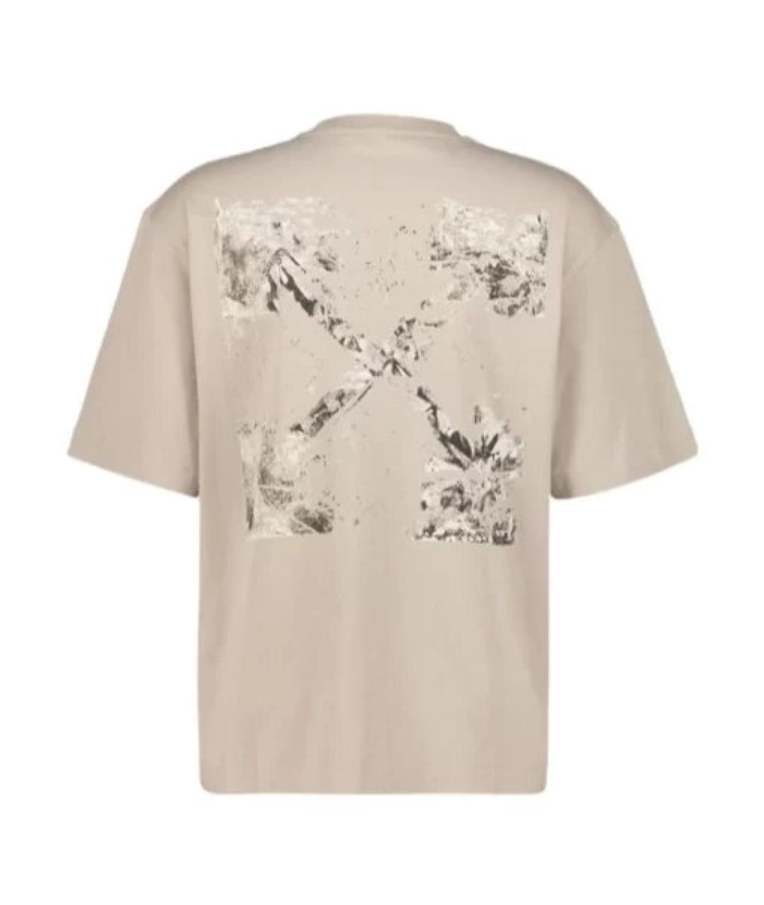 OFF-WHITE Бежевая хлопковая футболка, фото 2
