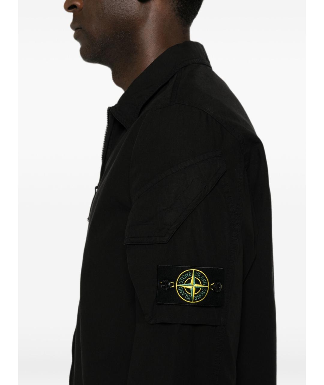 STONE ISLAND Черная хлопковая кэжуал рубашка, фото 5