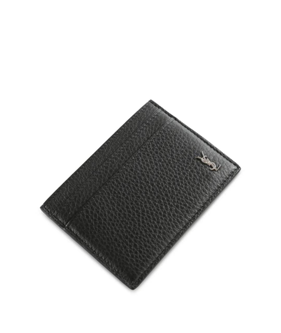 SAINT LAURENT Черный кожаный кардхолдер, фото 2