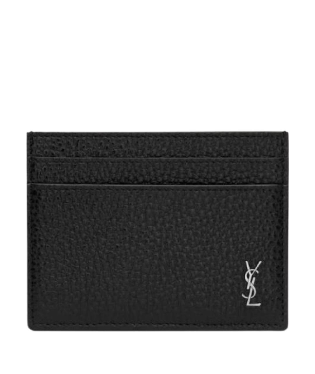 SAINT LAURENT Черный кожаный кардхолдер, фото 1