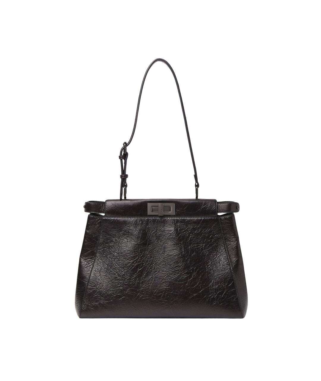 FENDI Черная кожаная сумка тоут, фото 1