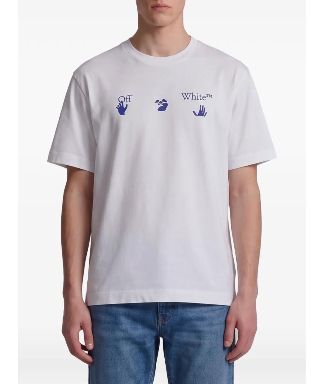 OFF-WHITE Белая хлопковая футболка, фото 4