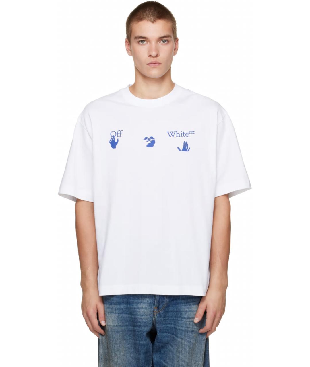 OFF-WHITE Белая хлопковая футболка, фото 3