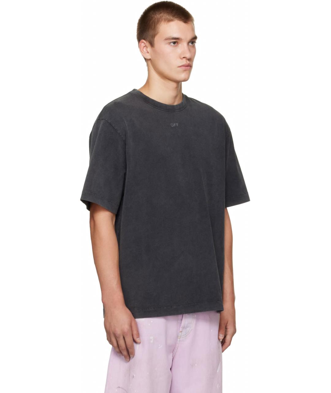 OFF-WHITE Черная хлопковая футболка, фото 3