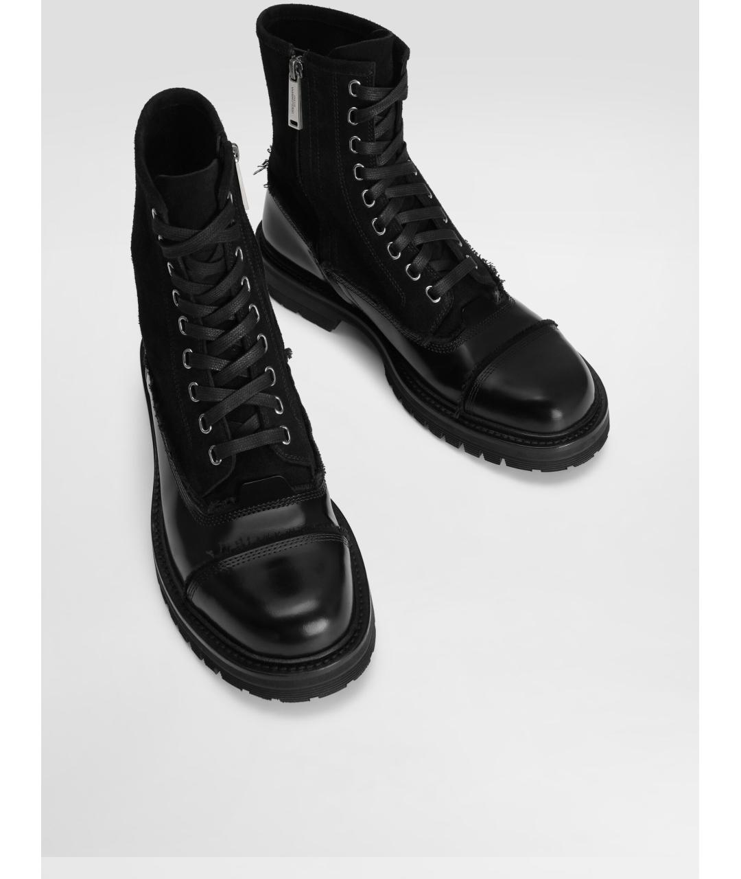 DOLCE&GABBANA Черные кожаные высокие ботинки, фото 4